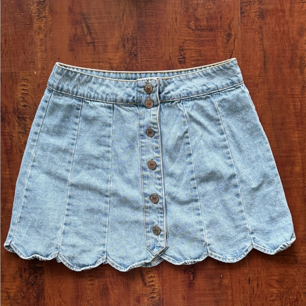 Forever 21 Light Blue Denim Skater Skirt